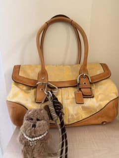 Vintage COACH シグネチャー ハンドバッグ イエローのサムネイル