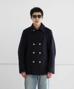 【美品】KAIKO peacoatネイビー ウール ピーコート ダブルブレスト 美品】KAIKO peacoatネイビー ウール ピーコート ダブルブレスト