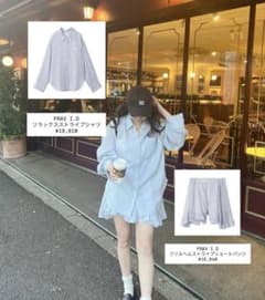 FRAY I.D リラックスストライプシャツ・ショートパンツ セットアップ
