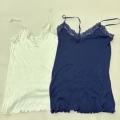 AMO'S STYLE レース キャミソール 2枚セット ホワイト ネイビー