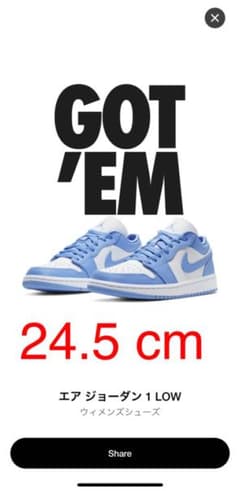 エアジョーダン 1 Low University Blueのサムネイル