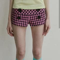 New Emo Gingham Micro Shorts Pink - メルカリ