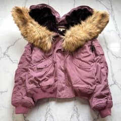 MOUSSY N-2B　ボンバージャケット　パープル　archive ファー 希少 N-2B フライトジャケット 短丈 鬼ファー F ボンバージャケット 紫