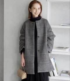 【美品】SLOBE IENA スローブイエナ チェック柄 ノーカラーコート 36 スローブイエナ美品チェックノーカラーコート - メルカリ