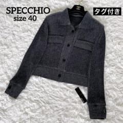 タグ付き✨【スペッチオ】襟付きジャケット ブルゾン ラメ ブラック 黒 40 タグ付き✨【スペッチオ】襟付きジャケット ブルゾン ラメ ブラック 黒