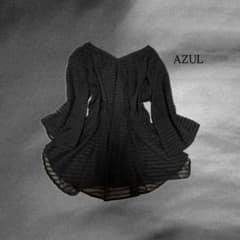 ダークコア コケット ボーダー シアー AZUL ブラック ブラウス レイヤードのサムネイル