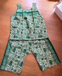 エスニック柄 グリーン タンクトップとショートパンツセットのサムネイル