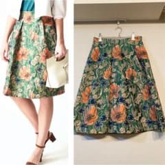 anpuri様アナイ　タグ付き未使用　38 ジャガード　フラワースカート　未使用 ◯美品⭐︎アナイ 38 豪華サテンフラワージャガード花柄スカート