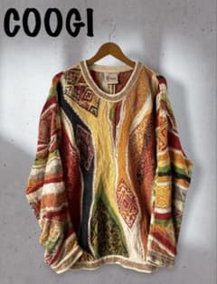 COOGI クージー 3Dニット セーター 90s カーディガン 総柄 リネン混のサムネイル