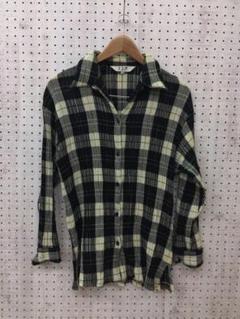 90's 古着 23区 ワッシャー プリーツ加工 ブロックチェック柄シャツ