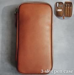 &Liebe 4-slot pen ペブルヌメ レザーペンケースブラウン - メルカリ