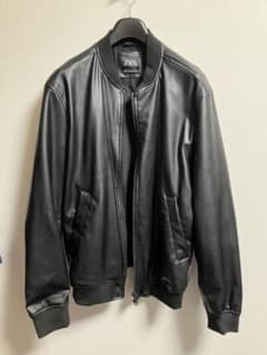 ZARA フェイクレザー ボンバージャケット 黒 XLのサムネイル