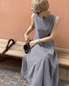 新品タグ付】JENNE ジェンヌ ギンガムチェック ロングワンピース S 