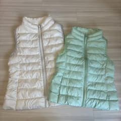 UNIQLO ダウンベスト ホワイト130cm ミントグリーン110cm お揃いのサムネイル