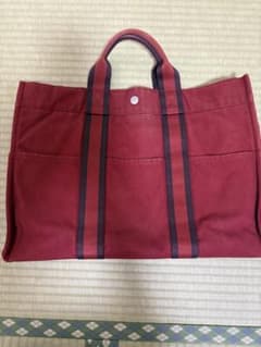 HERMES エルメス フールトゥMM トートバッグ 赤 レッド キャンバス