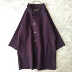 JURGEN LEHL ヨーガンレール ロング コート アルパカ混 パープル M 563 ヨーガンレール ウールメルトン ロングコート ゆったり パープル