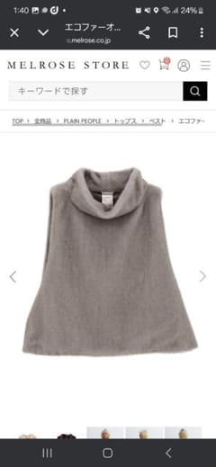 プレインピープル オフタートルネックエコファーベスト グレー