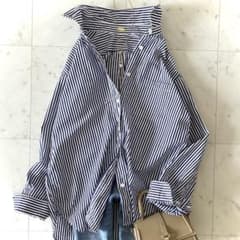 美品 ミューズドゥ ドゥーズィエムクラス コットン ストライプシャツ