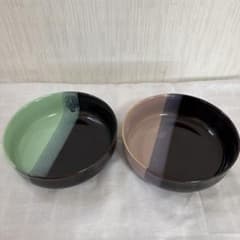 陶器のボウル 2個セット　ピンク　グリーン　深皿のサムネイル