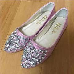 ビジューぺたんこパンプス♡ピンクのサムネイル