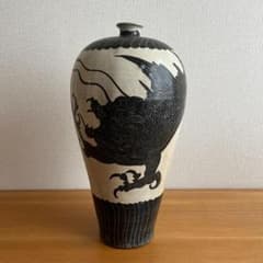※中国古美術/磁州窯黒掻落龍紋大梅瓶/北宋代/ 中国古美術/磁州窯黒掻落龍紋大梅瓶/北宋代/ 【公式通販】