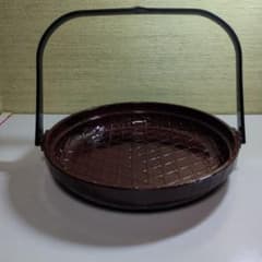 手付き 盛器 溜塗 竹編み風のサムネイル