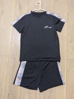 ★SHEIN★ブラック チェック柄 Tシャツ ショートパンツ セット 11Yのサムネイル