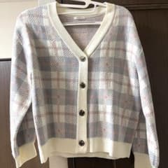 COLZA チェック柄 Vネック カーディガン Lサイズのサムネイル