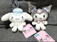 サンリオキャラクターズ　くすみギンガムマスコット２　シナモンちゃん　クロミちゃん