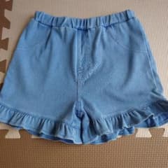 裾フリル デニム風 ハーフパンツ 120cmのサムネイル