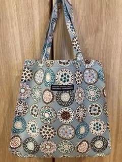 マチ広エコバッグ・サブバッグ手提げ♡ロゼット柄A4薄水色