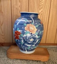花瓶 鍋島青山作 椿絵花瓶 陶芸陶器 牡丹柄 フラワーベース - メルカリ