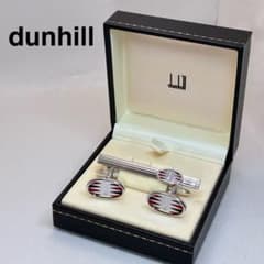 極美品】dunhill ダンヒル カフス・タイピン セット レッドxブラック
