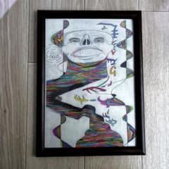手描き 抽象画 アート作品 額縁付きのサムネイル