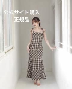andmary Cecily check long dress beige - メルカリ