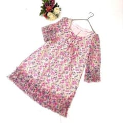 Excellent condition Swingle (1) Floral print mini dress with back ribbon and ruffles, pink, size S