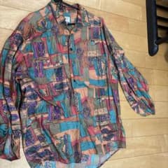 PURE SILK 100% メンズ 長袖シャツ Mサイズ シルクのサムネイル