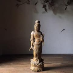No5971聖観音菩薩立像 一木造 高さ30.5cm 菩薩像 彫刻 仏像送料無料 