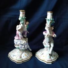 ✤1924年以前マイセンのキャンドルスタンド✤『恋人紋(1対)』 - メルカリ