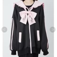 Ank Rouge ジャージセーラーパーカー 黒ピンク リボン ジップアップのサムネイル