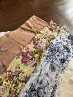 花柄ストール　3点セット　くすみピンク　ブルー　イエローのサムネイル