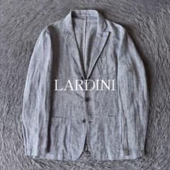 【美品】ラルディーニ リネンコットンテーラードジャケット 46 マイクロチェック 美品】ラルディーニ リネンコットンテーラードジャケット 46 マイクロ