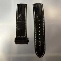 【未使用】ハミルトン 純正レザーベルト 22mm 黒Dバックル　白ステッチ 未使用】ハミルトン 純正レザーベルト 22mm 黒Dバックル 白ステッチ