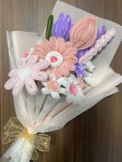 モールフラワー　ハンドメイドブーケ　枯れない花束　ピンク×パープル×ホワイトのサムネイル