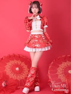 チャイナ服　赤　レッド【7点セット】china dress コスプレのサムネイル