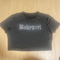 Babygirl ラインストーン ロゴ 半袖 クロップド丈 Tシャツのサムネイル