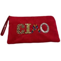 【ビームスハート】CIAO コーデュロイ ポーチ ワッペン 刺繍 赤