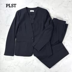 プラステ セットアップ パンツスーツ L ネイビー ノーカラージャケット
