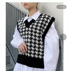 千鳥柄ベストニット 韓国のサムネイル