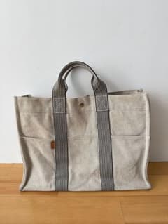 HERMES エルメス ニューフールトゥPM トートバッキャンバス グレー